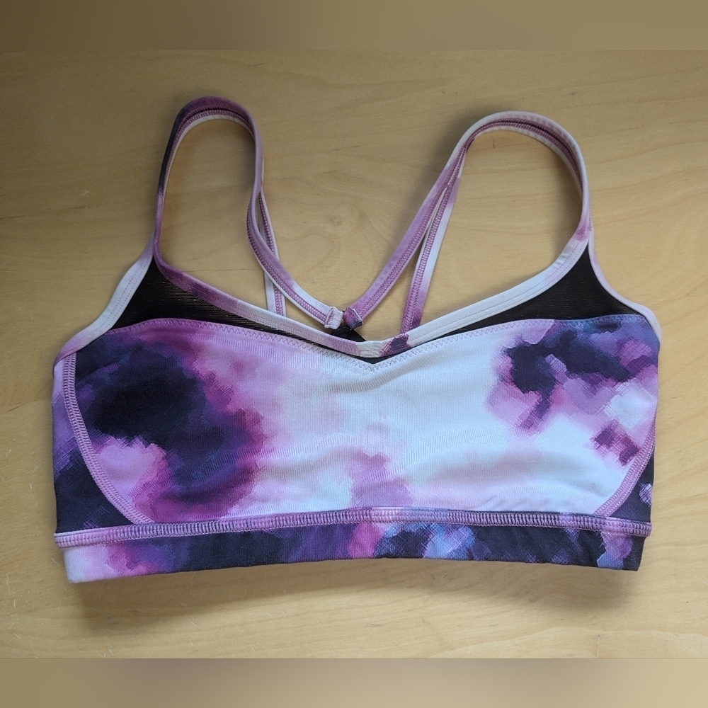 2/35$ LULULEMON sport Bra Size 6 Tie Dye Pink Purple White